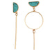 Wholesale Turquoise Gold Plated Alloy Half Round Earrings JDC-ES-Yunl007 Earrings 云罗 green Wholesale Jewelry JoyasDeChina Joyas De China