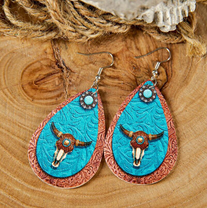 Wholesale turquoise grain leather earrings JDC-ES-GSMQ014 Earrings 妙奇 10 Wholesale Jewelry JoyasDeChina Joyas De China