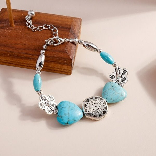 Wholesale Turquoise Heart Shaped Bracelet JDC-BT-Weny003 Bracelet 纹颖 Wholesale Jewelry JoyasDeChina Joyas De China