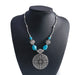 Wholesale turquoise hollow carved necklace JDC-NE-Weny035 NECKLACE 纹颖 silver Wholesale Jewelry JoyasDeChina Joyas De China