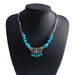 Wholesale turquoise hollow tassel necklace JDC-NE-Weny003 NECKLACE 纹颖 silver Wholesale Jewelry JoyasDeChina Joyas De China