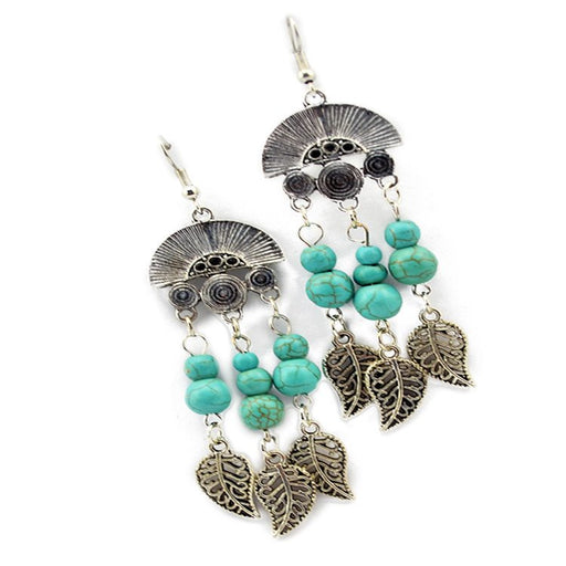 Wholesale Turquoise Leaf Alloy Earrings JDC-ES-Yunl014 Earrings 云罗 Wholesale Jewelry JoyasDeChina Joyas De China