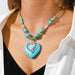 Wholesale Turquoise Love Heart Necklace JDC-NE-Weny006 NECKLACE 纹颖 Wholesale Jewelry JoyasDeChina Joyas De China