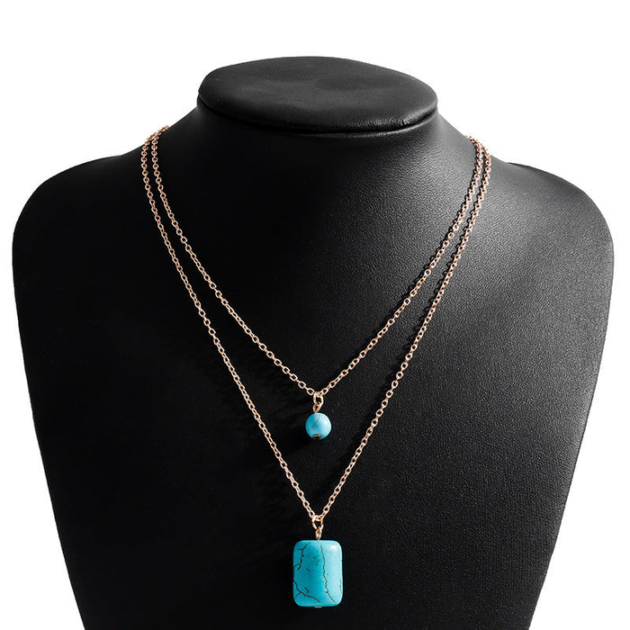 Wholesale turquoise multi-element necklace JDC-NE-Weny020 NECKLACE 纹颖 gold Wholesale Jewelry JoyasDeChina Joyas De China