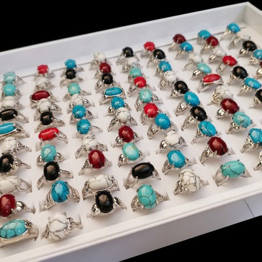 Wholesale turquoise pattern alloy mixed size rings JDC-RS-Xuy021 Rings 旭颖 Wholesale Jewelry JoyasDeChina Joyas De China