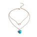 Wholesale Turquoise Peach Heart Necklace JDC-NE-Weny018 NECKLACE 纹颖 Wholesale Jewelry JoyasDeChina Joyas De China