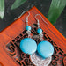 Wholesale turquoise round earrings JDC-ES-Weny002 Earrings 纹颖 Wholesale Jewelry JoyasDeChina Joyas De China