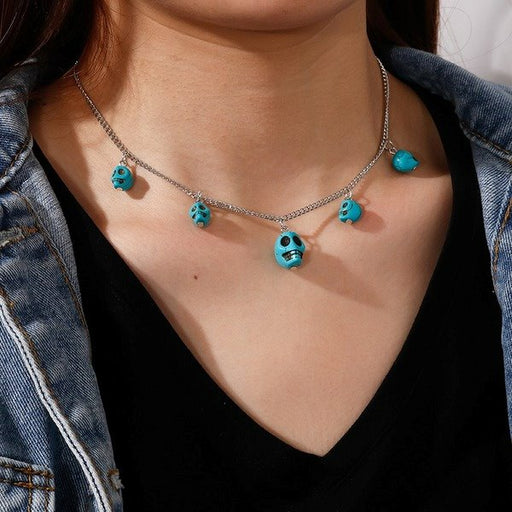 Wholesale turquoise skull necklace JDC-NE-Weny014 NECKLACE 纹颖 Wholesale Jewelry JoyasDeChina Joyas De China