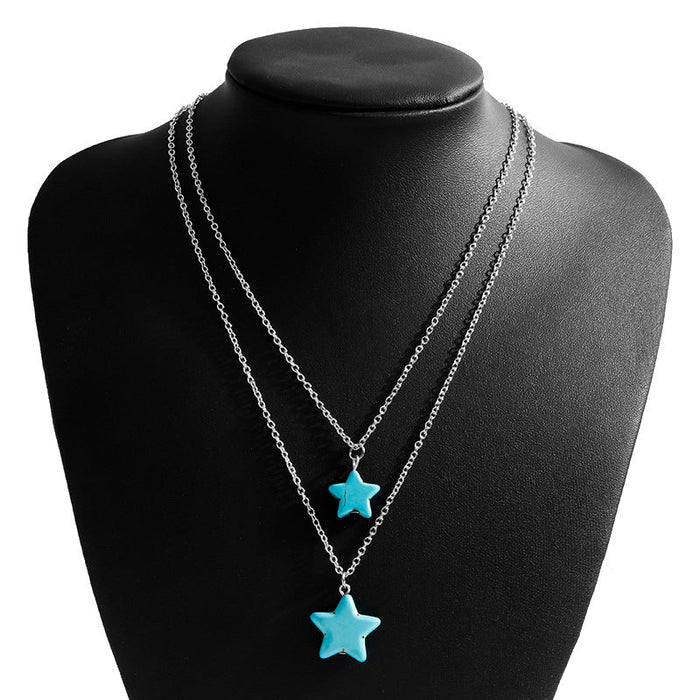Wholesale Turquoise Star Necklace JDC-NE-Weny019 Bracelet 纹颖 silver Wholesale Jewelry JoyasDeChina Joyas De China