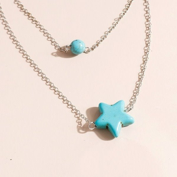 Wholesale Turquoise Star Necklace JDC-NE-Weny028 NECKLACE 纹颖 Wholesale Jewelry JoyasDeChina Joyas De China