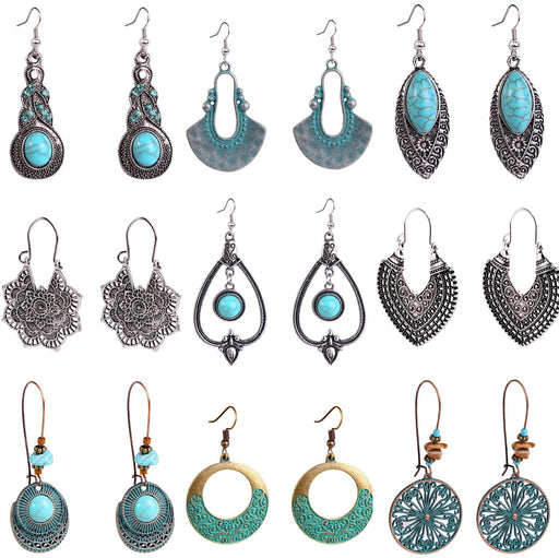 Wholesale turquoise vintage alloy earrings JDC-ES-ManY003 Earrings 满溢 Wholesale Jewelry JoyasDeChina Joyas De China