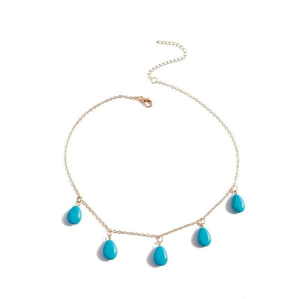 Wholesale Turquoise Water Drop Necklace JDC-NE-Weny013 NECKLACE 纹颖 Wholesale Jewelry JoyasDeChina Joyas De China