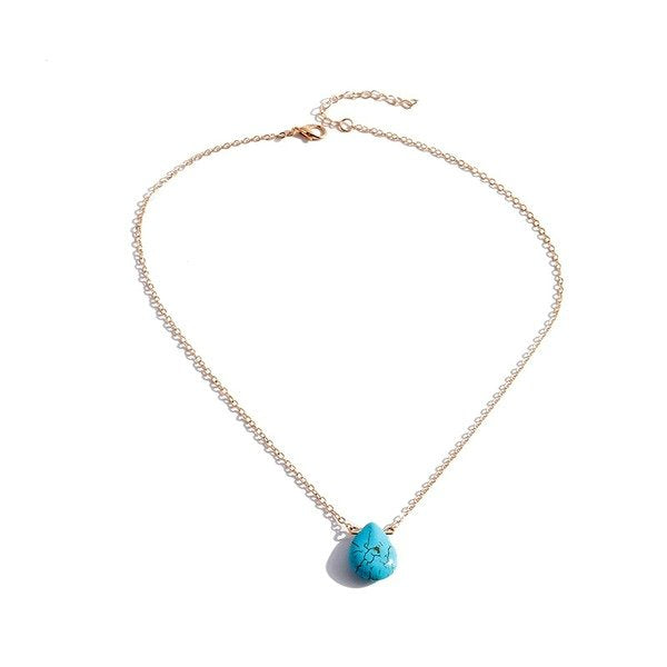 Wholesale Turquoise Water Drop Necklace JDC-NE-Weny023 NECKLACE 纹颖 Wholesale Jewelry JoyasDeChina Joyas De China