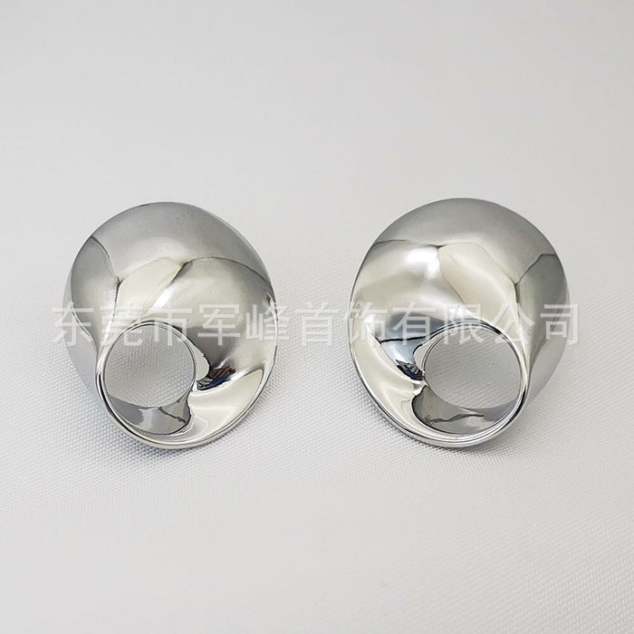 Wholesale Twisted Electroplated Brass Glossy Earrings JDC-ES-Junf009 Earrings 军峰 Wholesale Jewelry JoyasDeChina Joyas De China