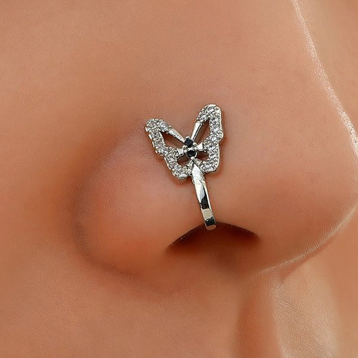 Wholesale U-shaped Rhinestone inlaid butterfly nose nail Piercings JDC-NS-D003 Piercings 晴雯 Wholesale Jewelry JoyasDeChina Joyas De China