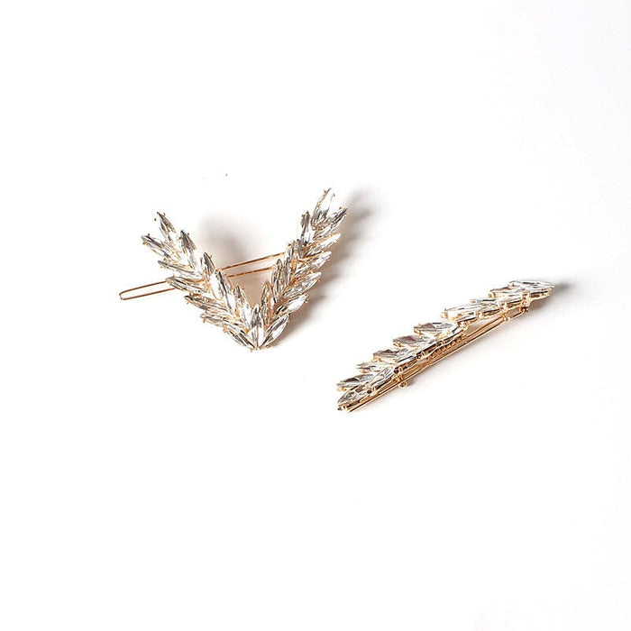 Wholesale V-shaped alloy crystal leaf hairpin JDC-HC-JE004 Hair Clips 璟恩 Wholesale Jewelry JoyasDeChina Joyas De China