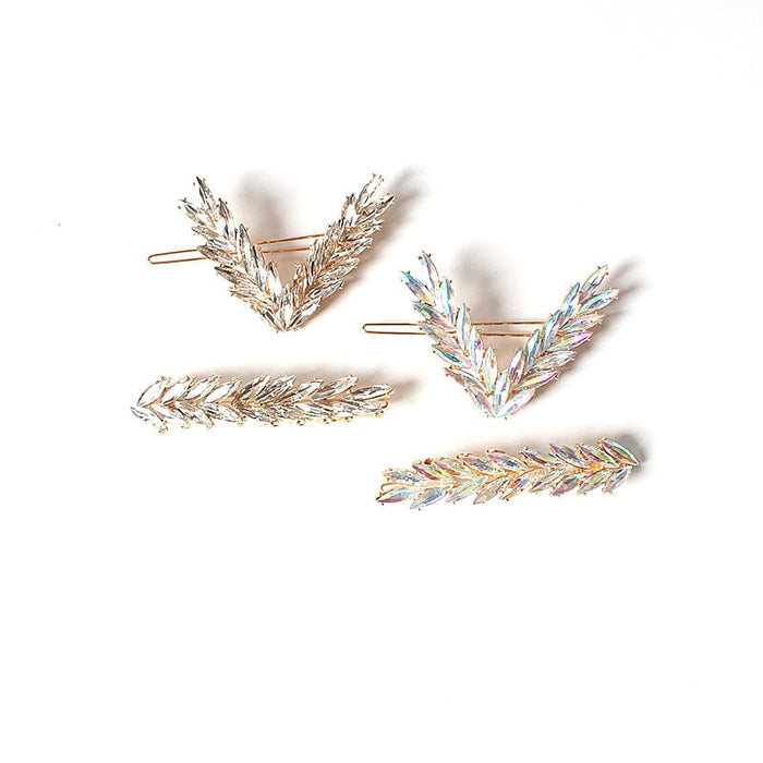 Wholesale V-shaped alloy crystal leaf hairpin JDC-HC-JE004 Hair Clips 璟恩 Wholesale Jewelry JoyasDeChina Joyas De China