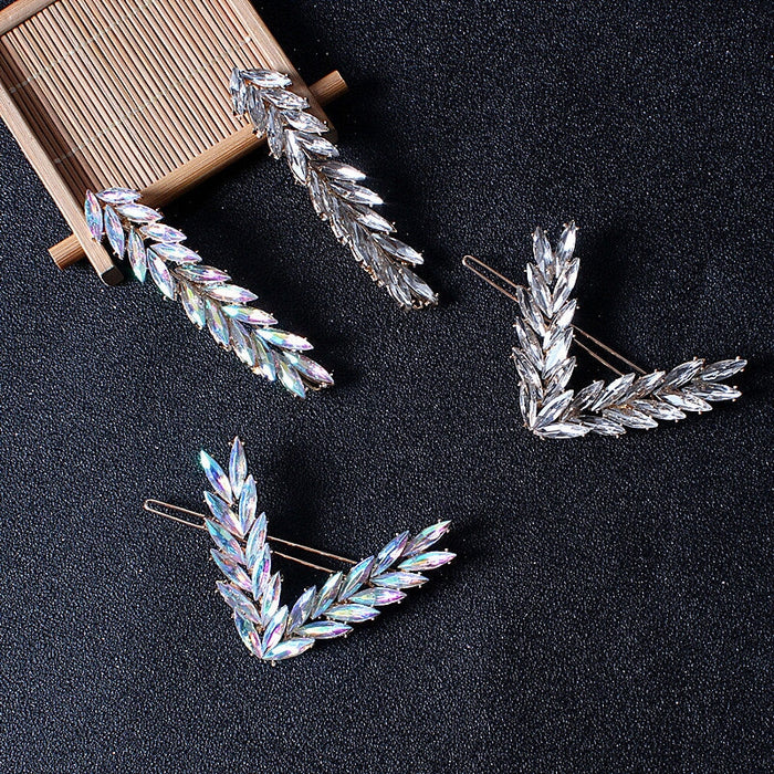 Wholesale V-shaped alloy crystal leaf hairpin JDC-HC-JE004 Hair Clips 璟恩 Wholesale Jewelry JoyasDeChina Joyas De China