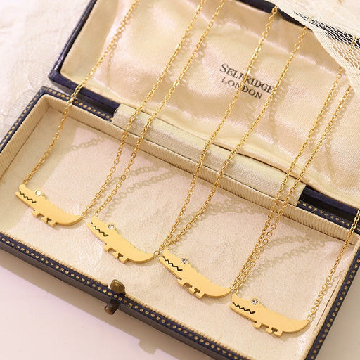 Wholesale versatile zircon inlaid crocodile Necklace stainless steel JDC-NE-MiLi006 Necklaces 谜丽 Wholesale Jewelry JoyasDeChina Joyas De China