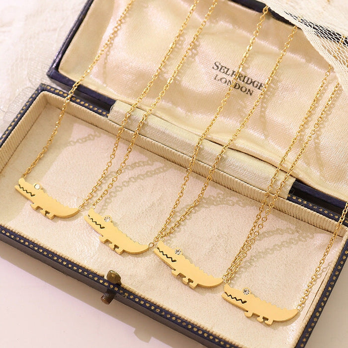 Wholesale versatile zircon inlaid crocodile Necklace stainless steel JDC-NE-MiLi006 Necklaces 谜丽 Wholesale Jewelry JoyasDeChina Joyas De China