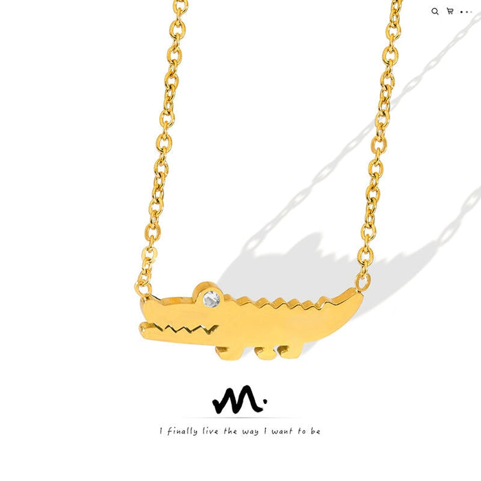 Wholesale versatile zircon inlaid crocodile Necklace stainless steel JDC-NE-MiLi006 Necklaces 谜丽 Wholesale Jewelry JoyasDeChina Joyas De China