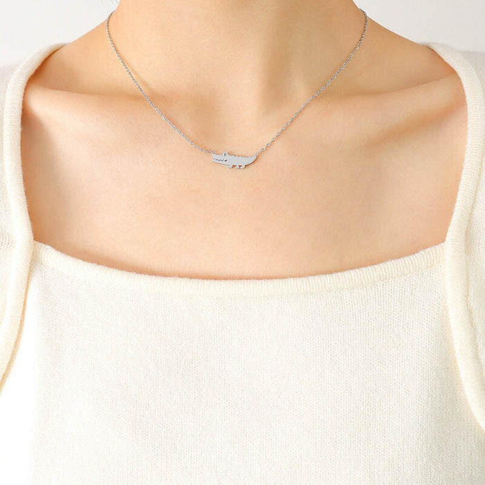 Wholesale versatile zircon inlaid crocodile Necklace stainless steel JDC-NE-MiLi006 Necklaces 谜丽 Steel Wholesale Jewelry JoyasDeChina Joyas De China