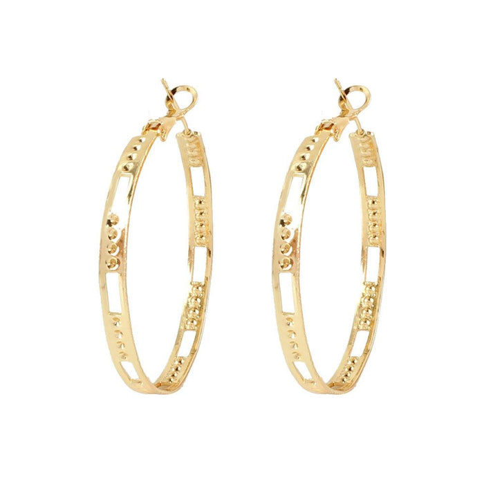 Wholesale Vintage alloy geometric Ring hoop earrings JDC-ES-GSTC027 Earrings JoyasDeChina golden Wholesale Jewelry JoyasDeChina Joyas De China