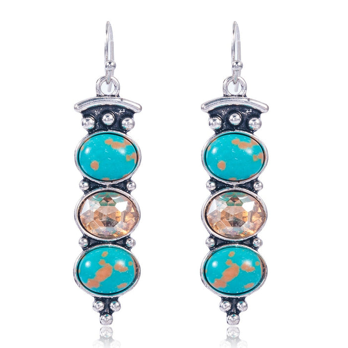Wholesale vintage betel crystal long turquoise earrings JDC-ES-saip043 Earrings 赛蒲 Wholesale Jewelry JoyasDeChina Joyas De China