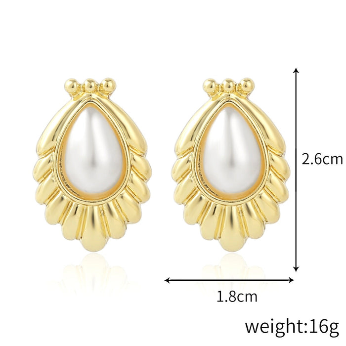 Wholesale vintage court style pearl stud earrings JDC-ES-ManY002 Earrings 满溢 Wholesale Jewelry JoyasDeChina Joyas De China