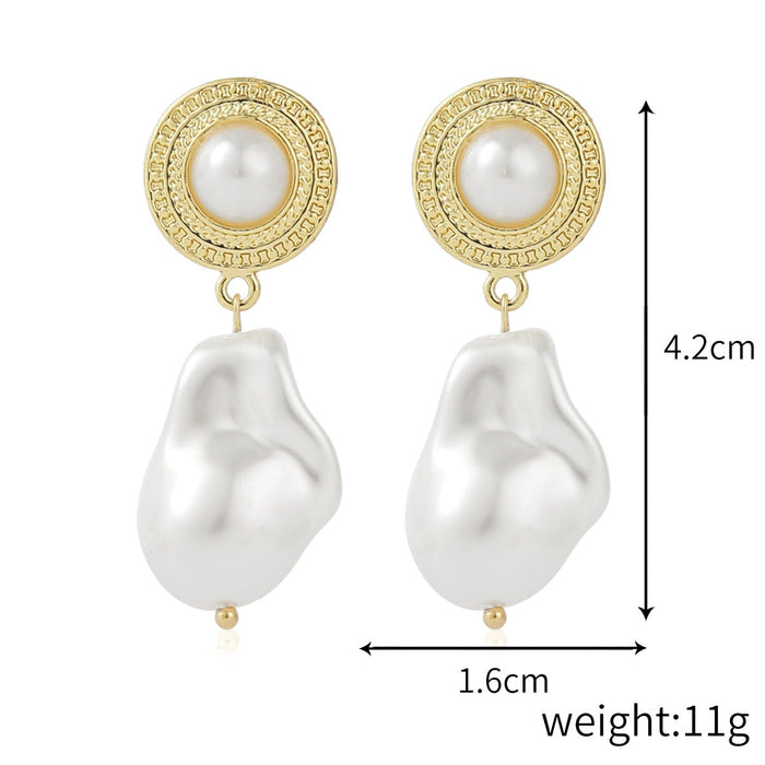 Wholesale vintage court style pearl stud earrings JDC-ES-ManY002 Earrings 满溢 Wholesale Jewelry JoyasDeChina Joyas De China