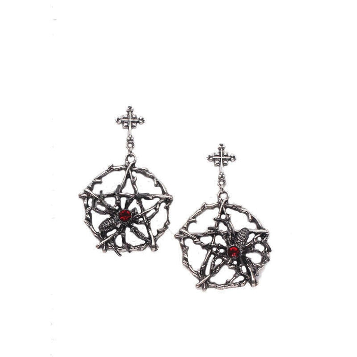 Wholesale vintage cross pentagram spider alloy earrings JDC-ES-YYFF011 Earrings 燕羽飞飞 Wholesale Jewelry JoyasDeChina Joyas De China