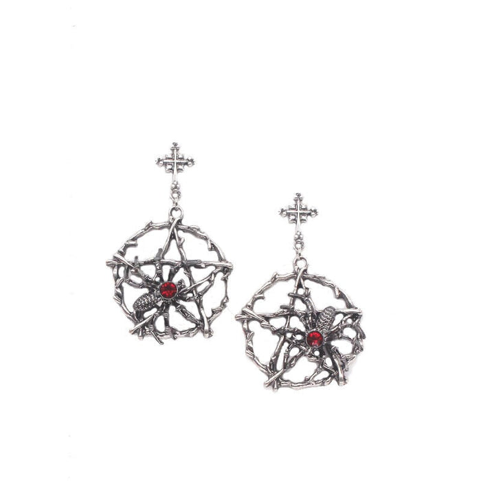 Wholesale vintage cross pentagram spider alloy earrings JDC-ES-YYFF011 Earrings 燕羽飞飞 Wholesale Jewelry JoyasDeChina Joyas De China