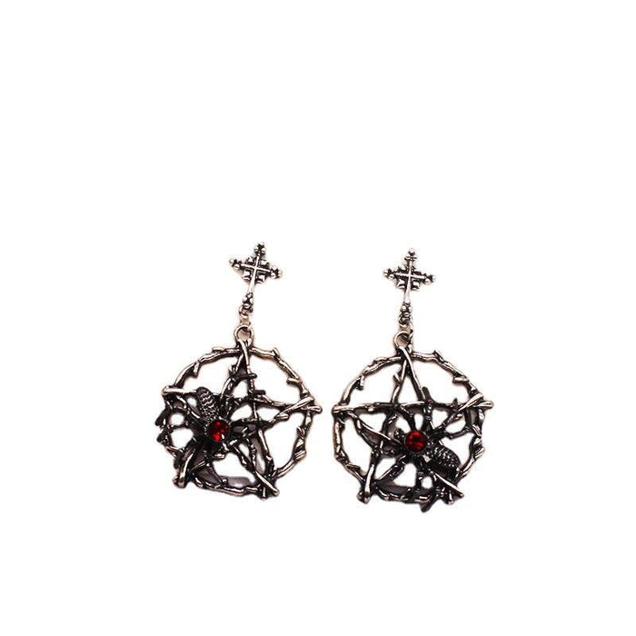 Wholesale vintage cross pentagram spider alloy earrings JDC-ES-YYFF011 Earrings 燕羽飞飞 Steel needle Wholesale Jewelry JoyasDeChina Joyas De China