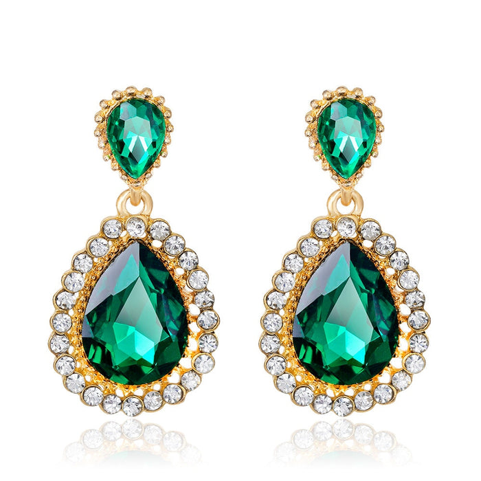 Wholesale vintage crystal green long alloy earrings JDC-ES-GSDB048 Earrings 丹比华比 1 Wholesale Jewelry JoyasDeChina Joyas De China