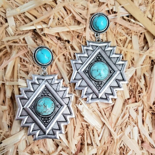 Wholesale vintage diamond turquoise earrings JDC-ES-saip035 Earrings 赛蒲 Wholesale Jewelry JoyasDeChina Joyas De China