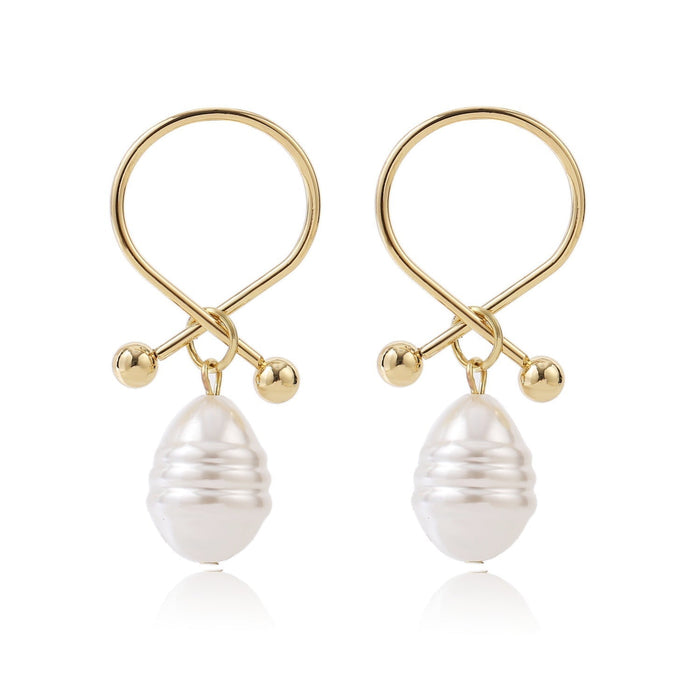 Wholesale vintage gold pearl geometric metal earrings JDC-ES-ManY011 Earrings 满溢 4 Wholesale Jewelry JoyasDeChina Joyas De China