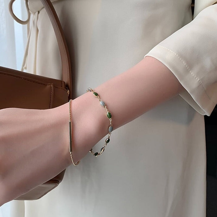 Wholesale vintage green alloy bracelet JDC-BT-BaoY015 Bracelet 宝钰 Wholesale Jewelry JoyasDeChina Joyas De China