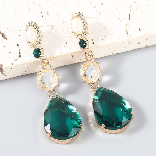 Wholesale vintage green alloy pearl rhinestone earrings JDC-ES-JL620 Earrings JoyasDeChina Wholesale Jewelry JoyasDeChina Joyas De China