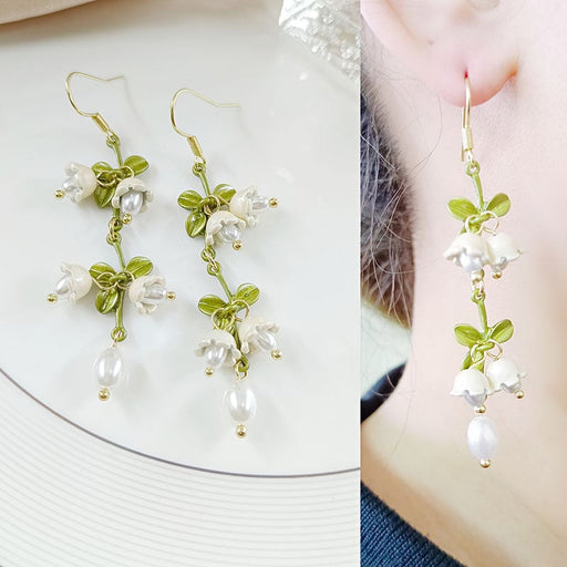 Wholesale vintage green orchid flower alloy earrings JDC-ES-HZQ008 Earrings 青之荷 Wholesale Jewelry JoyasDeChina Joyas De China