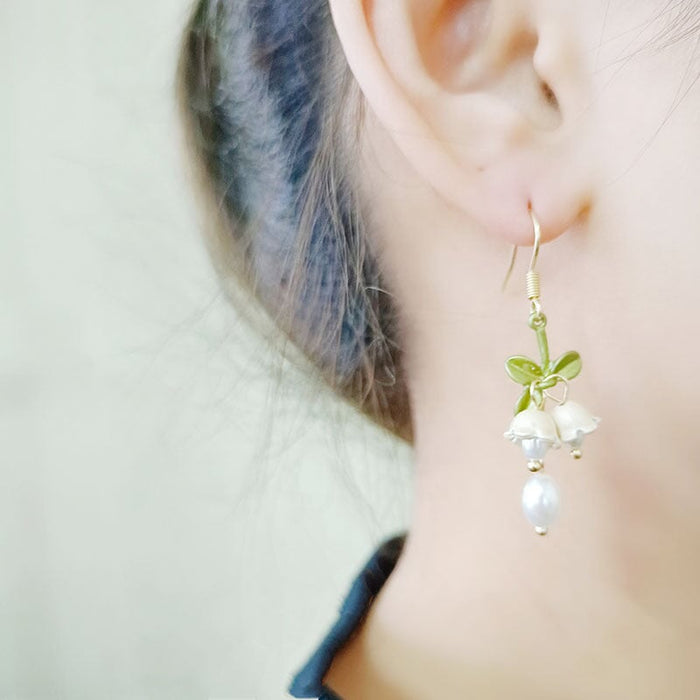 Wholesale vintage green orchid flower alloy earrings JDC-ES-HZQ008 Earrings 青之荷 Wholesale Jewelry JoyasDeChina Joyas De China