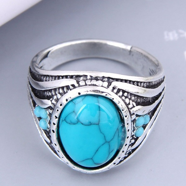Wholesale Vintage Inlaid Turquoise temperament ring JDC-RS-WY088 Rings JoyasDeChina Wholesale Jewelry JoyasDeChina Joyas De China