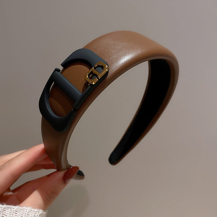 Wholesale vintage leather letter hair band (F)JDC-HD-BaoY003 Headband 宝钰 Brown Wholesale Jewelry JoyasDeChina Joyas De China