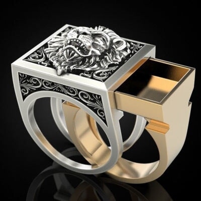 Wholesale vintage lion two-piece alloy ring JDC-RS-hengzi004 Rings 恒姿 Wholesale Jewelry JoyasDeChina Joyas De China