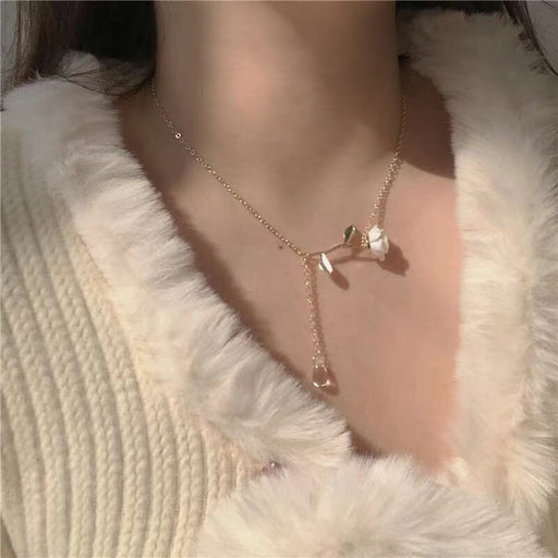 Wholesale vintage rose camellia flower necklace JDC-NE-CanZ001 Necklaces 阿柴 Wholesale Jewelry JoyasDeChina Joyas De China