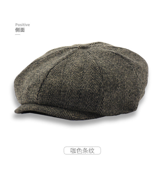 Wholesale vintage striped woolen beret hat JDC-FH-TW-003 Fashionhat 淘弯 brown M 55-58cm Wholesale Jewelry JoyasDeChina Joyas De China