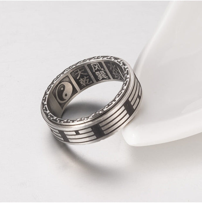 Wholesale vintage tai chi bagua yin yang fish stainless steel ring JDC-RS-QianF006 Rings 千风 6# Wholesale Jewelry JoyasDeChina Joyas De China