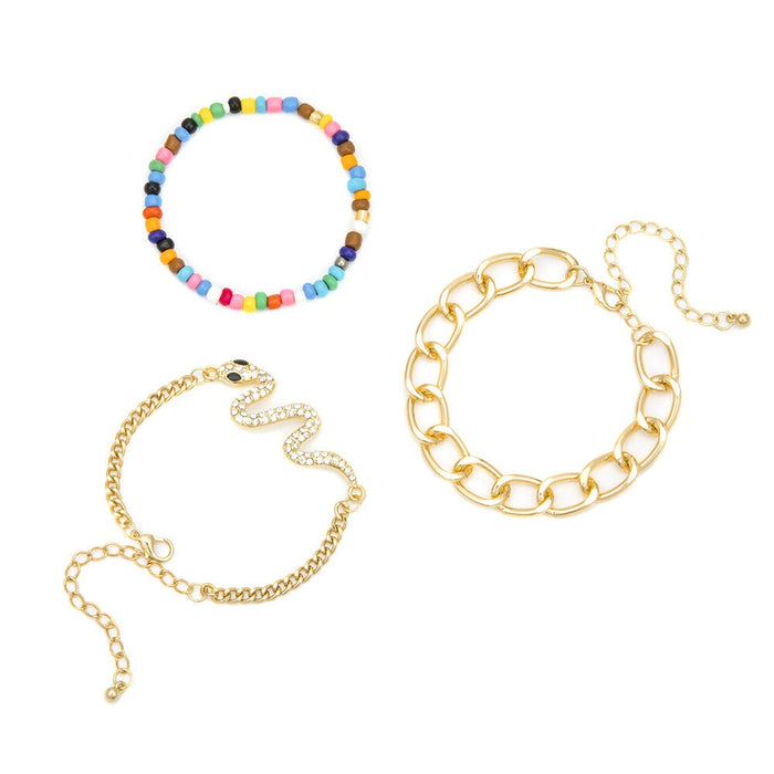 Wholesale vintage vintage snake-cut rice bead bracelet three-piece set JDC-BT-Yida002 Bracelet 宜达 Wholesale Jewelry JoyasDeChina Joyas De China