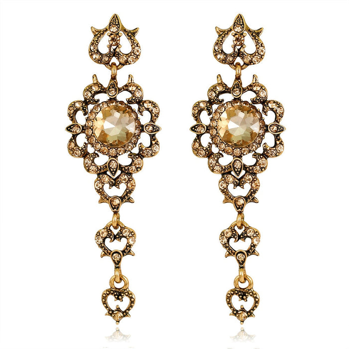 Wholesale vintage water drop tassel long alloy earrings JDC-ES-GSDB042 Earrings 丹比华比 Wholesale Jewelry JoyasDeChina Joyas De China