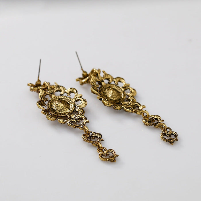 Wholesale vintage water drop tassel long alloy earrings JDC-ES-GSDB042 Earrings 丹比华比 Wholesale Jewelry JoyasDeChina Joyas De China