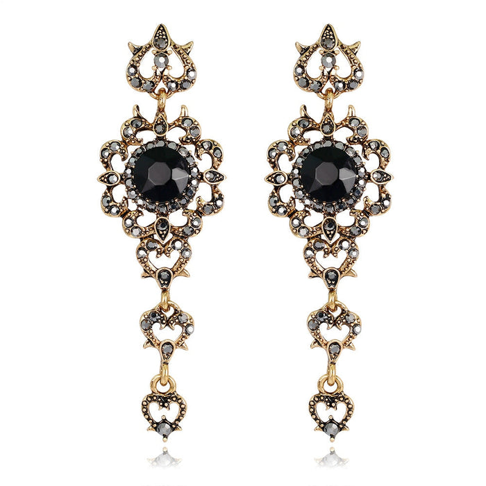 Wholesale vintage water drop tassel long alloy earrings JDC-ES-GSDB042 Earrings 丹比华比 Black Wholesale Jewelry JoyasDeChina Joyas De China